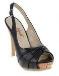 Launch Peep-toe Slingback Heels  Black