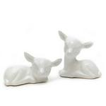 MAIDEN NAME Pair Of Ceramic Deer In White