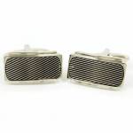 Mesh Face Rhodium Cufflinks Set