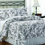 House Brands Black French Bouquet Duvet Set With 2 Standard Pillow Cases