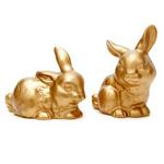 MAIDEN NAME Pair Of Ceramic Rabbits In Gold