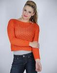 Jersey Pull-it Cropped Patterned Orange Top