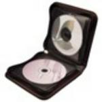 Deluxe real leather case for 24 CD's in tan and black