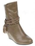 Mint Tassel Wedge Ankle Boots Taupe