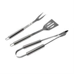 Stainless Steel 3 Piece Bbq Set Spatular Fork Tong