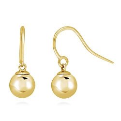 BERRICLE Yellow Gold Flashed Sterling Silver Ball Bead Fish Hook Fashion Dangle Drop Earrings