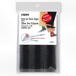 Leonis Polyester Iron-on Hem Clothing Tape 1INCH X 5.5YD 25MM X 5M Black 78026
