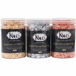 Kinno Gilding Flakes - Color 2.5 Imitation Gold Silver Color 0 Real Copper 3 Bottles Metallic Foil Flakes For Painting Arts And Crafts Nail Art