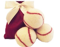 3 Wool Baseballs Dryer Balls 100% Wool Ecofriendly- All-natural Fabic Softener And Engery Saver - Cute Baseball Design Gift Set Of Three - Handmade