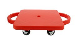 Get Out Plastic Scooter Board In Red Wide Handles 12 X 12 Inches Gym Class Manual Scooter Board For Kids