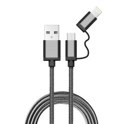 WHIZZY 2 in1 USB Android & IOS Adaptor Cable in Black