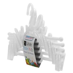 HANGERWORLD 12 Inch White Plastic Coat Hangers With Pant skirt Clips - For Baby & Toddler Clothes Pack Of 10