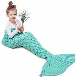 Amyhomie Mermaid Tail Blanket Mermaid Blanket Adult Mermaid Tail Blanket Crotchet Kids Mermaid Tail Blanket For Girls Scalegreen Kids