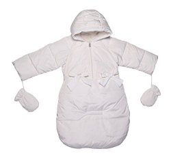 BABY Oceankids Girls Newborn Pram Down Bunting Snowsuit Detachable Bottom White 9M 6-9 Months