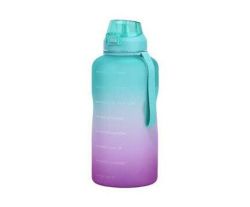 3.8L Motivational Water Bottle With Time Marker And Straw - Green And Purple