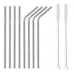 Set Of 8 Stainless Steel Straws Fda-approved Extra Long 10.43" Reusable Metal Drinking Straws For 20 30OZ Stainless Tumblers Ramblers Fits All Rtic Yeti