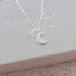 A95-C35559 - 925 Sterling Silver Moon And Heart Necklace