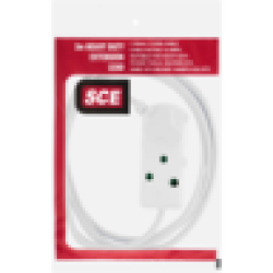 SCE White Heavy Duty 2-WAY Extension Cord 3M