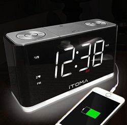 New Features Itoma Alarm Clock With Fm Radio Dual Alarm Night Light Auto Dimmer Control Sleep Timer Auto Time Setting Aux-in Backup Battery Cks507