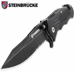 Steinbrucke Tactical Knife Pocket Knife Folding Stainless Steel 8CR13MOV 3.4" Blade With Reversible Clip - Good Gift For Hunting Camping Survival Outdoor And Everyday