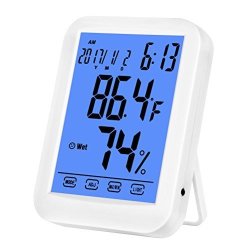 Hang Rui Digital Hygrometer Thermometer Hangrui Touch Screen Indoor And Outdoor Temperature Humidity Monitor With Backlight For Office Home Greenhouse Wine Cellar Warehouse