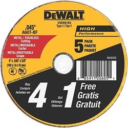 Dewalt DW8061B5 4 X 0.045 Inch Metal And Stainless Steel Cutting Wheels 20 Pack