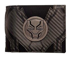 Bioworld Marvel Black Panther Bi-fold Black Wallet Metal Badge Pu Leather Superhero