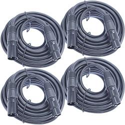 4 Pack 25 Foot Xlr MIC Cable With Male To Female Servicable Connectors
