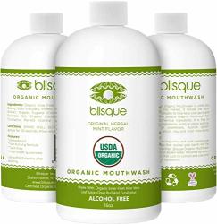 Organic Blisque Mouthwash - With Aloe Vera Clove And Eucalyptus Essential Oil And Licorice Root- Natural Alcohol Free Mouthwash - Fluoride And Glycerin Free