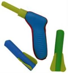 Tevo Pop Shotz Toy Foam Rocket Dart Gun- Easy For Kids To Squeeze Front Load Design Shoots Foam Rocket Darts Over 10 Metres
