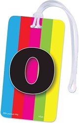Initial Luggage Tag Letter O Personalized Id Tag Colorful Tv Test Pattern Design O