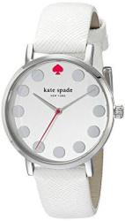 Kate Spade New York Women's 1YRU0733 Metro Dot Stainless Steel Watch With Textured-leather Band