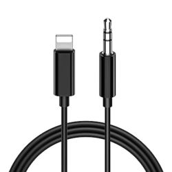 Lightning Cable To 3.5 Mm Aux Audio Cable For All Apple Iphone -1M Black
