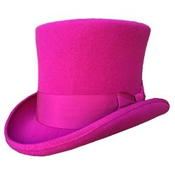 Women Rose Wool Felt Top Hat Steampunk Mad Hatter 7" Tall Gentlemen Magic Topper Hats L = 59CM 7 3 8