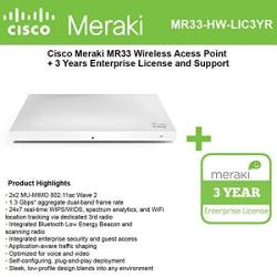 Cisco Meraki MR33 Cloud Managed Wless Ap + 3 Years Of Enterprise Lic. And Support