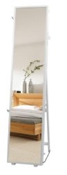 Modern Full Length Mirror & Jewellery Cabinet - White