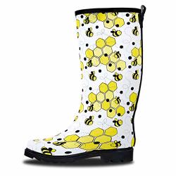 Lonecone Women's Patterned Mid-calf Rain Boots Bumble Boots 6