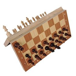 Boliduo Magnetic International Chess Set Folding Wooden International Chess Board With Magnetic Crafted Pieces 24CM