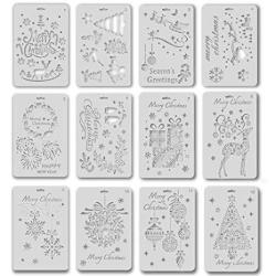 Merry Christmas Stencils Painting Template Large Laser Cut Joy Ornaments For Drawing On Wood Glass Reusable 12 Sheets