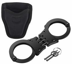 Gfire Handcuffs Hinged Handcuffs Police Handcuffs Double Lock Professional Grade Metal Steel Handcuffs With Keys