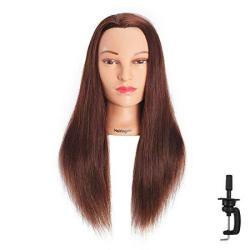 Mannequin Head 24-26 inch 100% human hair Styling Training Head Cosmetology  Manikin Head Doll Head for Hairdresser with Free Clamp 
