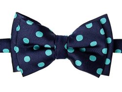 Classic Retreez Polka Dots Woven Microfiber Pre-tied Boy's Bow Tie - Navy Blue With Emerald Green Dots - 24 Months - 4 Years
