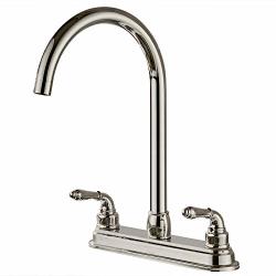 Kepooman Kitchen Sink Faucet Dual Handle Swivel Spout Vanity Faucet Hot & Cold Mixer Tap With Water Pipe Electroplating Surface