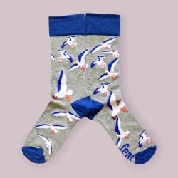 Mens Grey "guard Your Chips" Seagull Socks