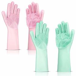 green dishwashing gloves