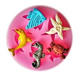 Sea Creatures - Dolphin Crab Fish Seahorse Starfish Silicone Mold For Fondant Gum Paste Chocolate Crafts