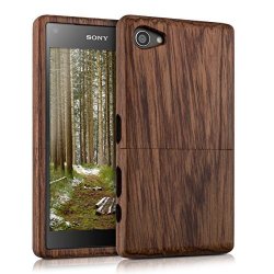 Kwmobile Natural Wood Case For The Sony Xperia Z5 Compact In Rosewood Dark Brown
