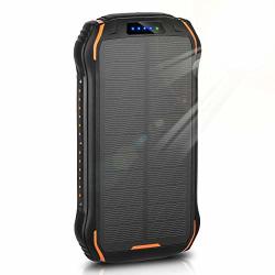 Solar Charger Enegon Portable Outdoor Solar Panel Power Bank 26800MAH With 18 Leds Flashlight And 3 OUTPUTS-5V 3.1A & 2 Inputsfor Iphone Android Smartphones And