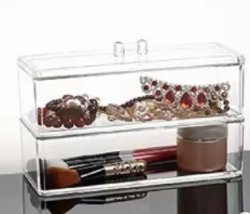 Jewellery Cosmetic Organiser Display Acrylic 2 Divisions