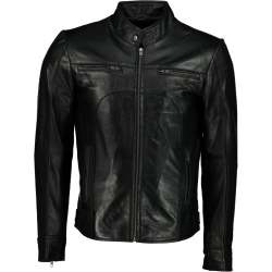 Men's Classic Slim Fit Leather Jacket Black - - L